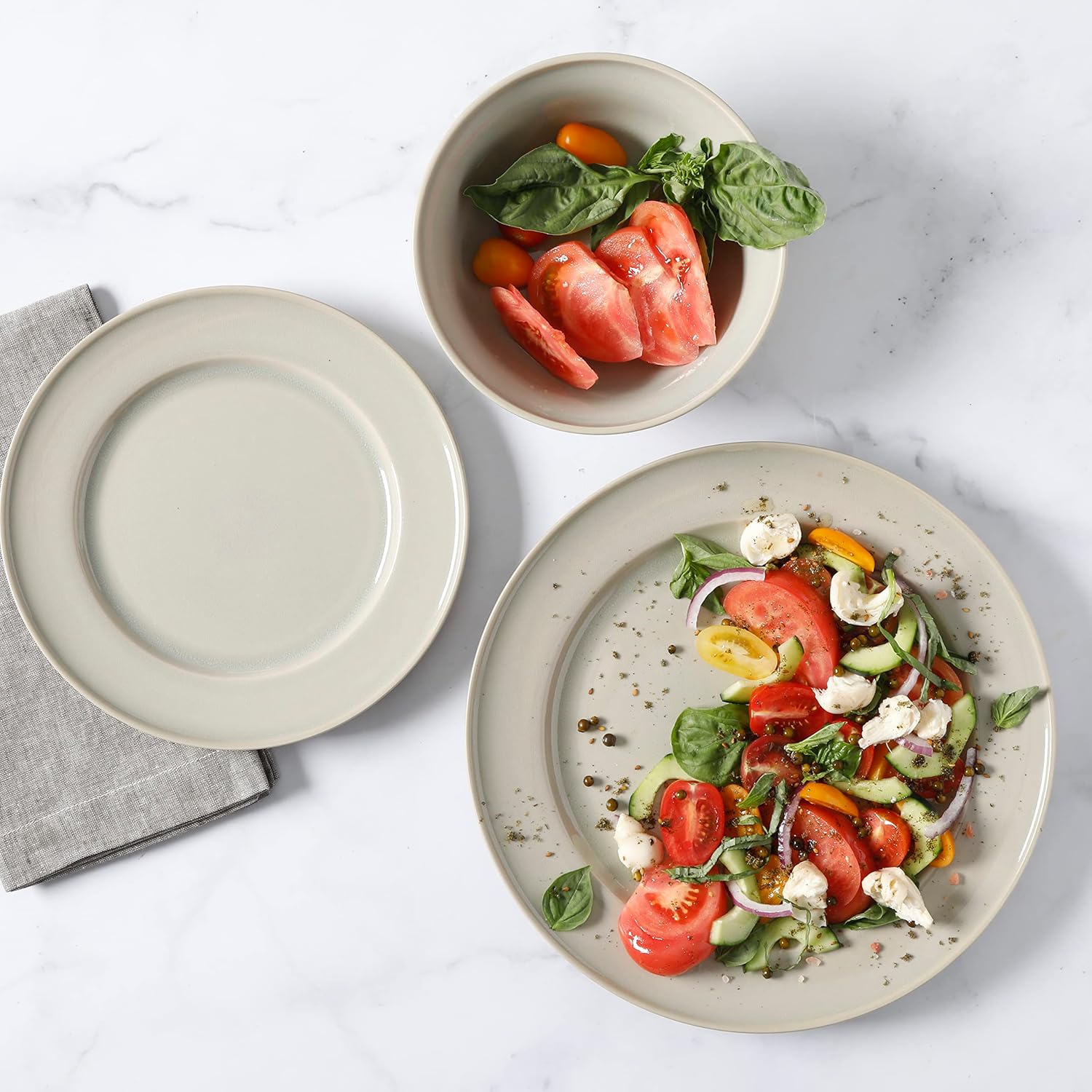 Martha Stewart Portillo 12 Piece Round Stoneware Dinnerware Set in Sharkey Grey Service for 4 Martha Stewart Portillo 12 Piece Round Stoneware Dinnerware Set in Sharkey Grey Service for 4